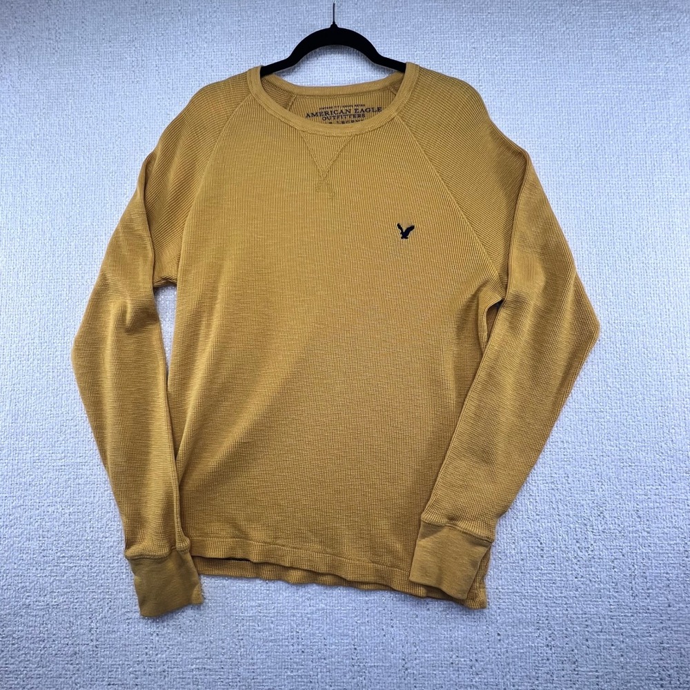 American Eagle Outfitters Mens Waffle‎ Knit Long Sleeve Crew Neck Shirt Size L
